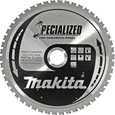 Makita – Lame de scie circulaire 235mm – B33582 – 50 dents – Alésage 30mm – Pour panneaux sandwichs – Coupe nette sans éclat