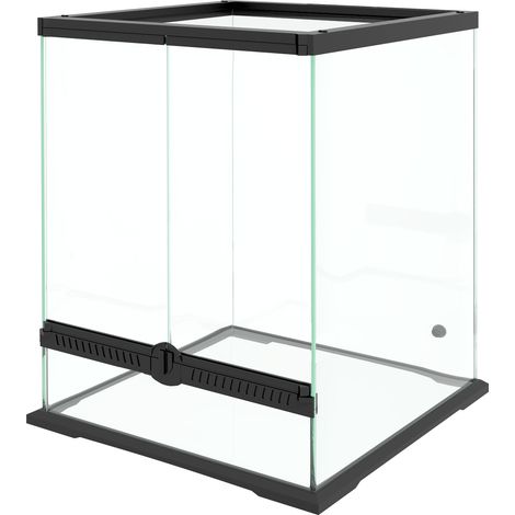 Terrarium verrouillable en verre avec gestion des câbles 45x45x60cm noir