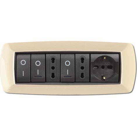 1PZ PLACCA LIFE MOD. LIVING PLASTICA AVORIO 7POSTI (1/2)