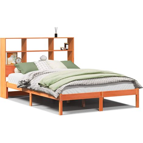 Maison Exclusive - Letto Libreria senza Materasso Marrone Cera 140x190 cm in Pino
