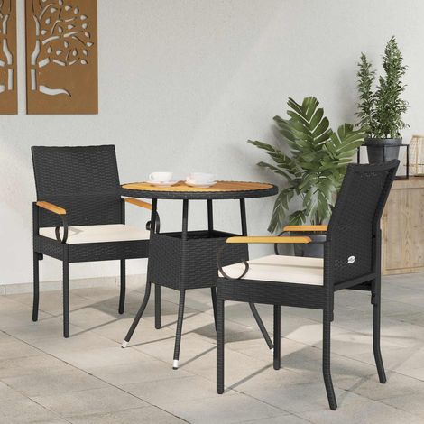 vidaXL  Garden Chairs  with Cushion 2 pcs Black and Cream White