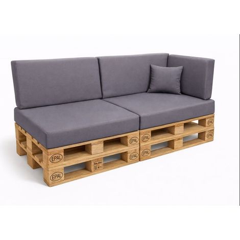 Set 6 coussins palette  assises 120x50 dossiers + 120x40 kit coussins canapé de jardin Gris coussins pour mobilier de jardin (1/5)