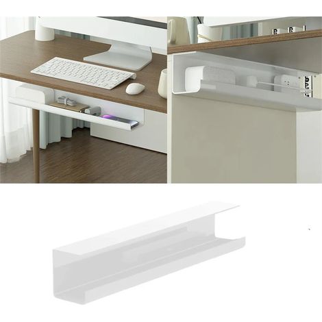Bandeja para gestión de cables, 1 unidad, instalación autoadhesiva sencilla, organizador de cables debajo del escritorio, gestión ordenada de cables de escritorio, 40 cm, color blanco