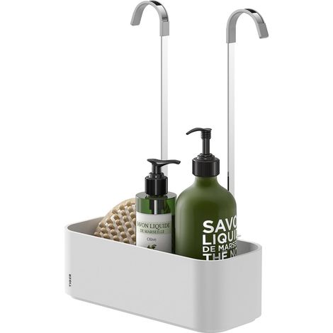 2-Store Etagere de Douche, Panier à accrocher à un robinet, Blanc, 25 x 12 x 34 cm (1/5)
