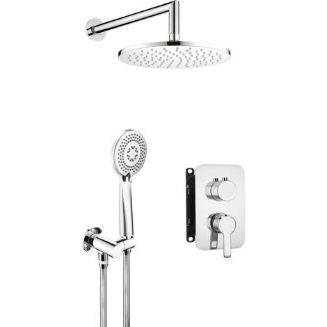 Garniture de douche encastrée avec mitigeur finition chromée ronde 25 cm - Stapol