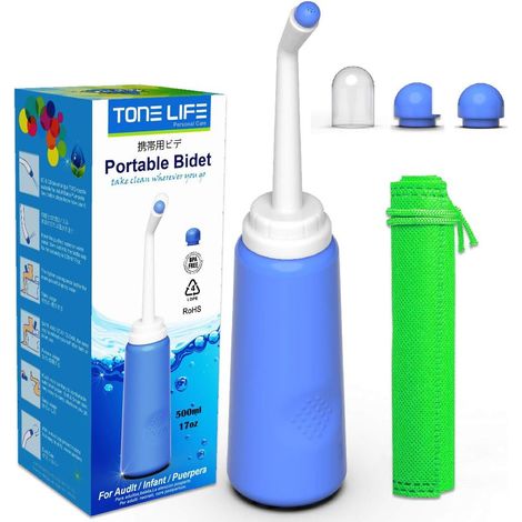 Bidet Portable - Bouteille Bidet 500 ml - À Serrer Manuellement - Pour Hygiène Personnelle à Domicile Bureau Voyage - 1 Pièce (1/5)