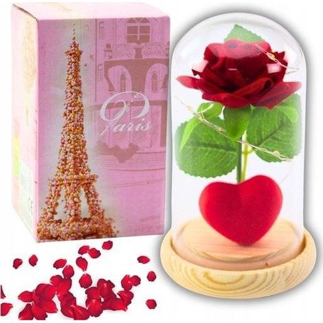 Ewige Rose Wieczna Róża rot mit LED-Beleuchtung 14 cm (1/3)
