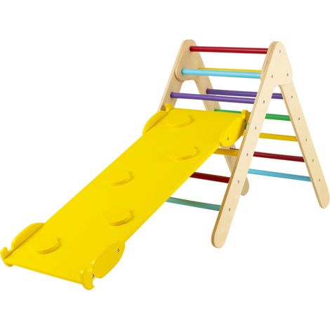 Juego de escalada triangular 86,5 x 48 x 73,5 cm rampa regulable para trepar y deslizarse en madera multicolor 200009931