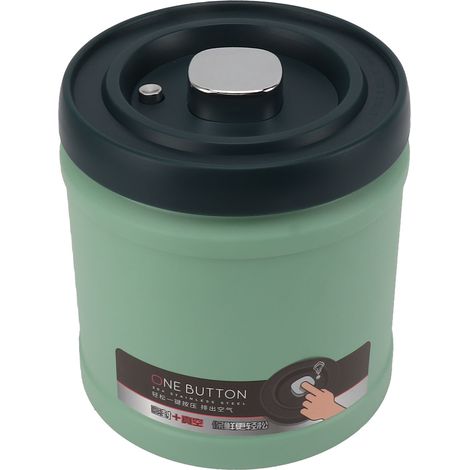 Boîte de conservation hermétique en acier inoxydable pour aliments de cuisine, type presse, sous vide, pour thé, café, grains de thé, farine, céréales, sucre, vert menthe, 1600 ml, 14,2 x 14,6 cm (1/5)