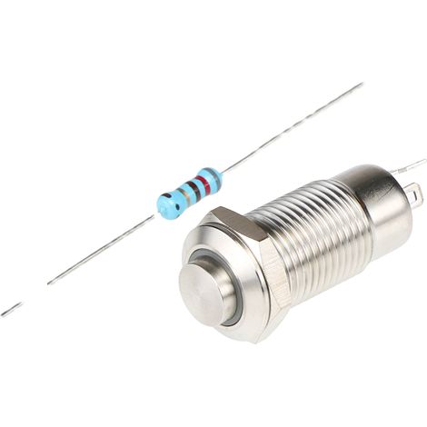 Bouton-poussoir, Verrouillable lumineux, LED Rouge, Unipolaire à une direction, 15 mA, Argent, Montage panneau ( Prix pour 1 ) (1/3)