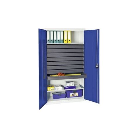 Armadio porta-utensili e materiali Stumpf serie 3000 grigio chiaro/blu genziana + 8 cassetti 100 mm + 2 ripiani estraibili continui - 3008174