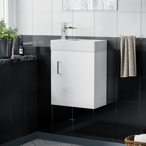 Nanuya 400mm Cloakroom Wall Hung Basin Vanity Unit White