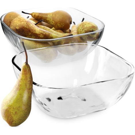 KADAX Glasschüssel, eckige Obstschale aus robustem Glas, 20cm, 2 stück