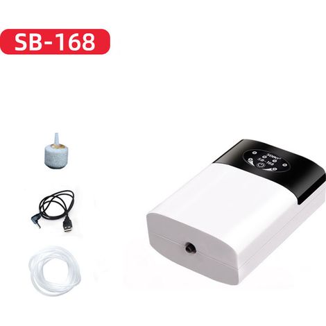 Pompe à air rechargeable USB pour aquarium avec accessoires, aérateur d'oxygène silencieux pour aquarium, compresseur avec pince pour la pêche (1/4)