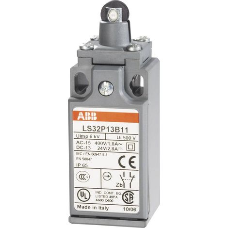 ABB 1SBV010313R1211 LS32P13B11 Interrupteur de fin de course 400 V/AC 1.8 A poussoir à galet à rappel IP65 1 pc(s)