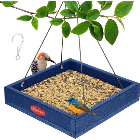 Hängendes Vogelfutterhaus für Mehlwürmer, große Kapazität, recycelter Kunststoff, blau