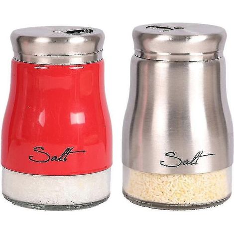 Salz- und Pfefferstreuer-Set, Küchendekoration, Salz- und Pfefferstreuer-Set aus Glas, Hübscher Salzstreuer – 26-teilig, rot-silber (1/5)