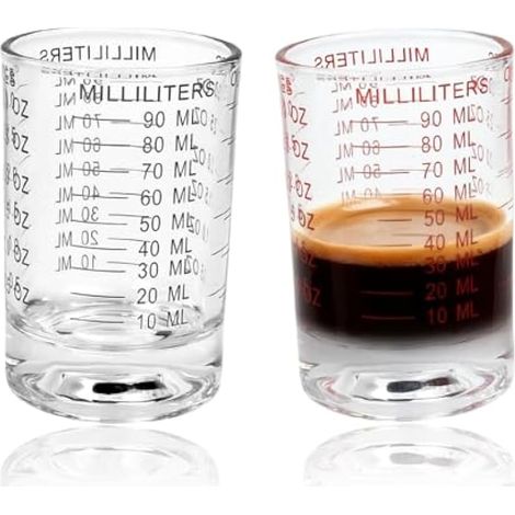 2PCS Tasses à Mesurer en Verre avec Échelle Claire, Verre Doseur en Verre 90 ml / 30 oz Verres à Shot Tasses à Mesurer Graduée Tasses de Mélange Café Cocktail Whisky pour Bar/Cuisine (1/5)