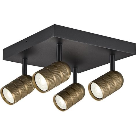 Einbaulichtschirm schwarz und goldene Klemmleuchte 4xGU10-35 (1/3)