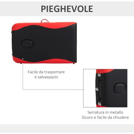Table de massage pliable réglable en aluminium et plastique, professionnelle, 215x81x61-84 cm, noire et rouge (1/5)