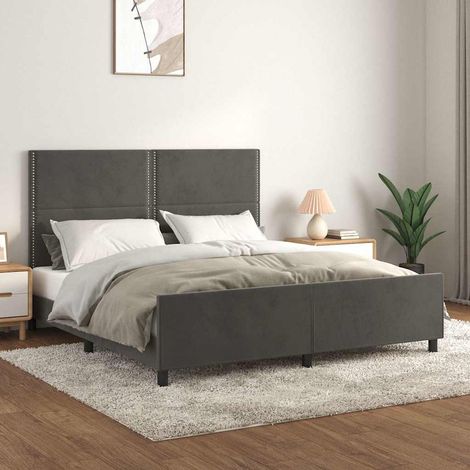 Estructura cama con cabecero terciopelo gris oscuro 180x200 cm (1/5)