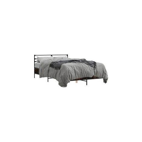 Cadre de lit chêne fumé 140x200 bois d'ingénierie et métal (1/5)