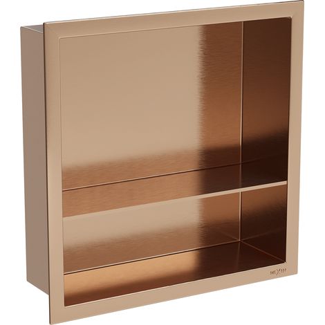 Mexen X-Wall-R Nischenregal mit Flansch und Ablage 30 x 30 cm, gebürstetes Kupfer - 19C0303010S (1/5)