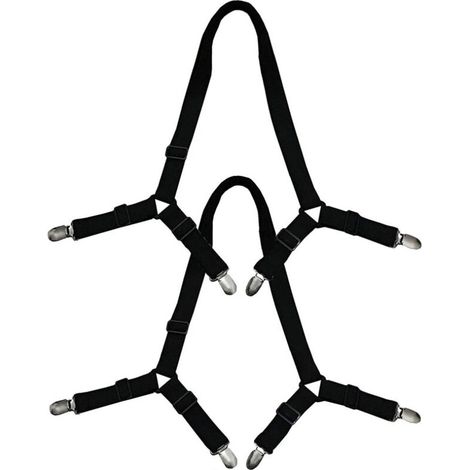 Drap de Lit Bretelles Porte Jarretelles - Sangles de Support de Drap de Lit Entrecroisées - noir, 1 Ensemble (2 Sangles) (1/4)