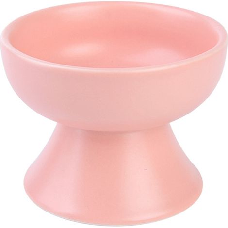 Ciotola in ceramica per animali domestici, ciotola per gatti con zampe alte, protegge le vertebre cervicali, utensile per cibo per gatti in ceramica rosa (1/4)