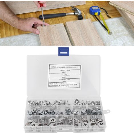 Schachtel mit 75 Exzenterrädern für Möbel, 3-in-1-Verbinder (1/5)