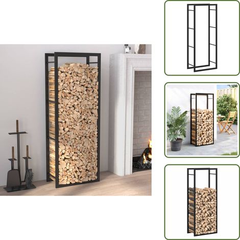 Portant de bois de chauffage Noir mat 50x28x132 cm Acier - Support Bois De Chauffage - Porte-buches - Stockage Bois - Rangement Bois - Cheminée (1/5)