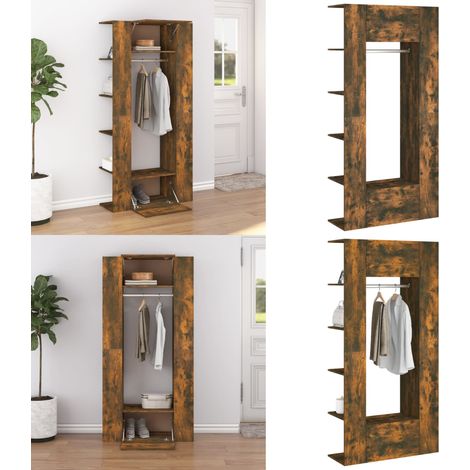 Mobili da Corridoio 2 pz Rovere Fumo in Legno Multistrato - Armadi da ingresso - Armadi da ingresso in legno