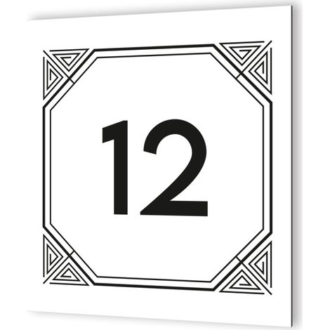 Numéro de maison extérieur personnalisable - Plaque Dibond blanc - Pictogramme noir, modèle géométrique - 20x20 cm, épaisseur 3 mm, fixation multiple (1/5)