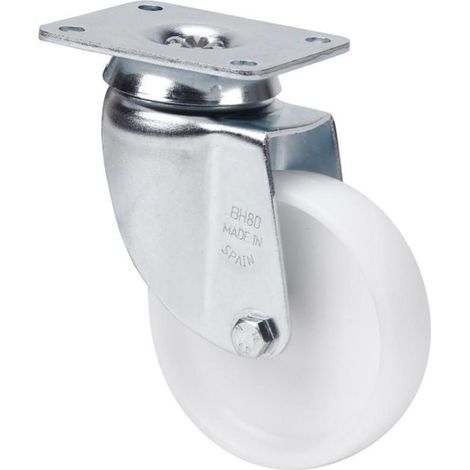 RUEDAS ALEX rueda giratora placa 10bh80-sl plastico blanco eje liso