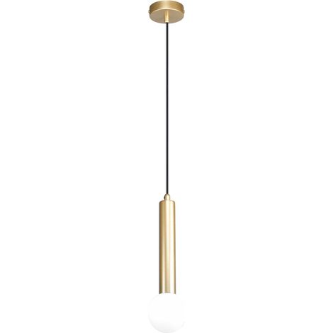 Suspension moderne tube doré boule blanche G9 Italux (1/3)
