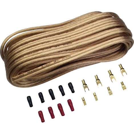 Kit cavi per altoparlanti HiFi per auto 2 x 4 mm² 10.00 m Sinuslive placcato oro, incl. spina