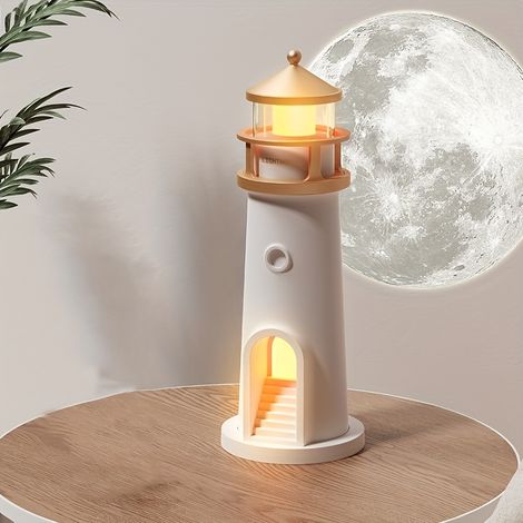 Veilleuse d'ambiance avec projection de phare au clair de lune, lampe de chevet, image de lune nette projetée (1/5)