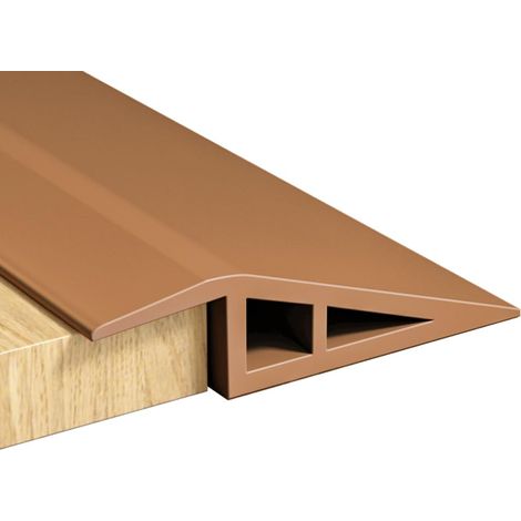 Profilé de transition autocollant - 1 m x 5 cm - En PVC - Seuil de porte - Compensation de hauteur de 5 à 10 mm - Barre de transition, sol - Pour stratifié, carrelage, marron (1/5)