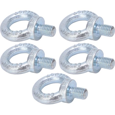 Lot de 5 boulons à œil de levage à épaulement, en acier Q235 zingué blanc, avec anneau fileté pour applications industrielles M14 (1/5)