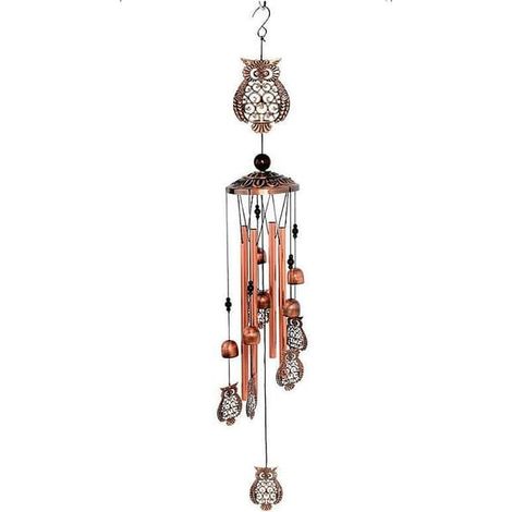 Carillon à vent hibou avec 4 tubes en aluminium, 6 clochettes, 7 hiboux, 90 cm, étanche, pour Noël, la fête des mères, balcon, fêtes, jardin (1/5)