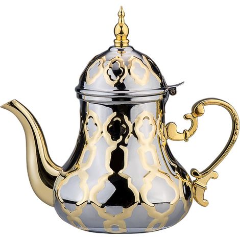 Theiere Marocaine 1.2L Arabic Style Stainless Steel Théière Teapot Service a Thé Marocain Traditional Religious Style Teapot (1/5)