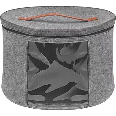 Grande boîte de rangement ronde pour chapeaux, pour femmes et hommes, organisateur de voyage avec couvercle en feutre, pliable, pour la maison (1/5)