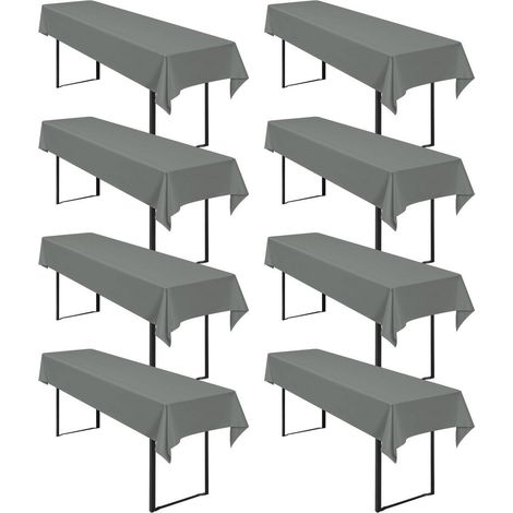 8er Set Biertischdecken 250x100cm Dunkelgrau Polyester für Partys & Events