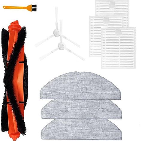 Kit de remplacement d'accessoires pour aspirateur robot Xiaomi S20/D106 : brosse principale, brosses latérales, filtre HEPA et chiffon de nettoyage.