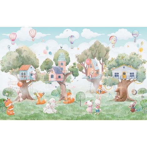 Papier peint panoramique Enfants - Animaux de la Forêt - 130 cm x 82 cm (1/2)