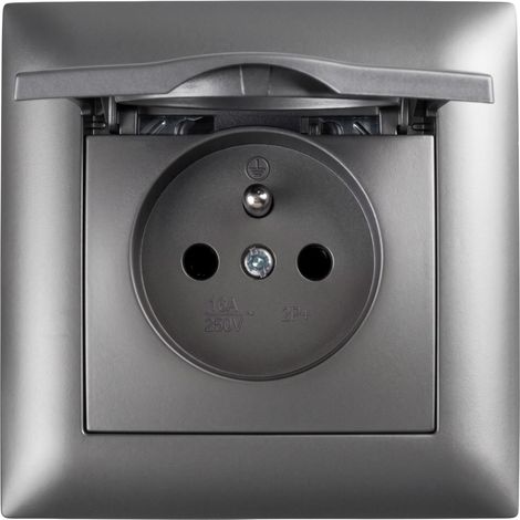 Toolight Single Grounded Socket With Flap And Frame Oste Jnh005-g Grey (1/5)