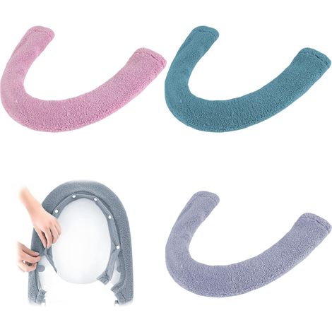 Thick Warm Toilet Seat Cover with Button Soft and warm toilet cushion for easy installation. Washable, Reusable, Universal Toilet Friendly, Comfort, Pack of 3 (1/5)