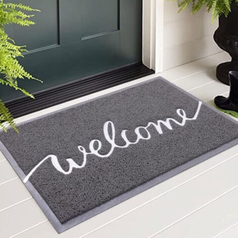 1 pièce 40 x 60 cm (gris) Paillasson extérieur "Welcome", paillasson intérieur, tapis d'entrée, paillasson extérieur antidérapant et anti-poussière (1/5)