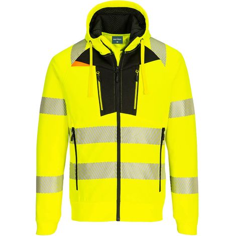 Dx4 - Felpa con cappuccio con zip ad alta visibilità - Taglia 4xl - Giallo/nero - Portwest