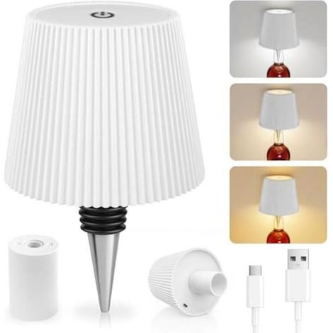 Lampe bouteille sans fil, 3 modes de température de couleur réglables, commande tactile, protection IP54, chargement USB sans fil, lampe de table pour restaurants, chambres et jardins (1/5)